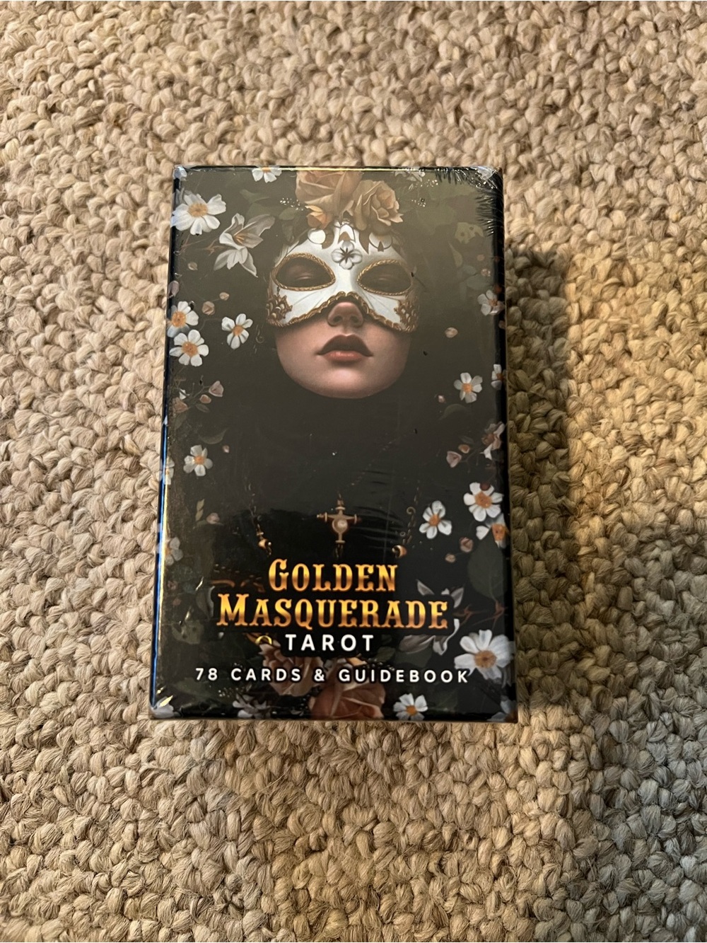 Masquerade Golden Tarot Deck - Black & Gold Floral Design